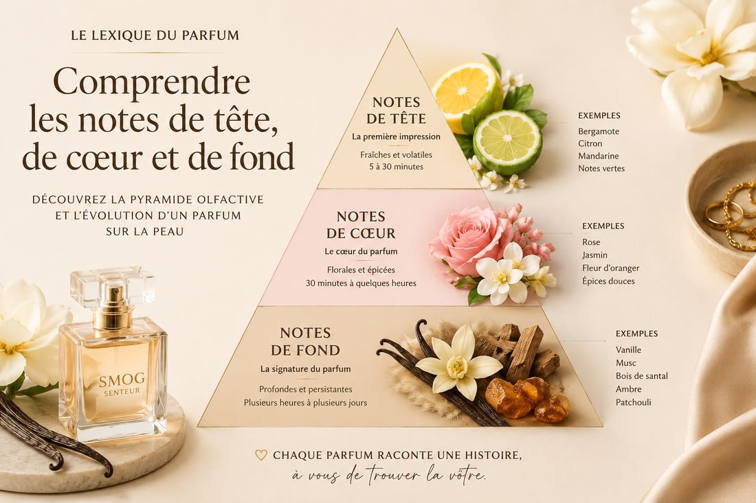 Notes de tête, cœur et fond : comprendre la pyramide olfactive