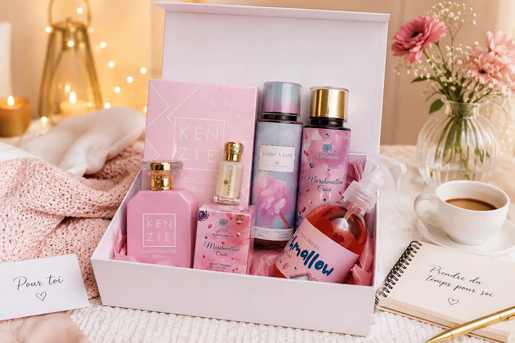 Coffret parfum femme gourmand Marshmallow Dream – Kenzie EDP, brumes Barbe à Papa et Marshmallow Crush, musc tahara | Smogsenteur
