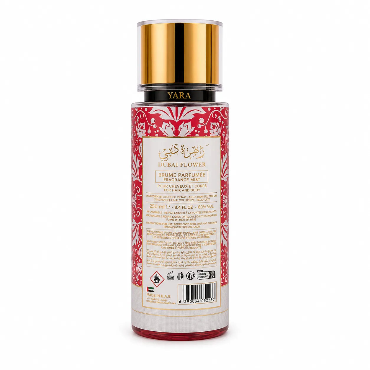 Dos de la brume Yara Candy Dubai Flower 250 ml – informations produit et ingrédients