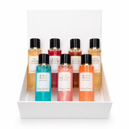 Coffret 7 Brumes Parfumées – Évasion Sensorielle | Collection Platinium