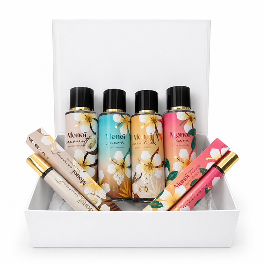 Coffret Monoï Collection – 4 brumes et 2 eaux de parfum aux senteurs tropicales
