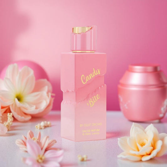 Flacon du parfum gourmand unisexe Candy Bite Gulf Orchid aux notes sucrées de guimauve, caramel et vanille.