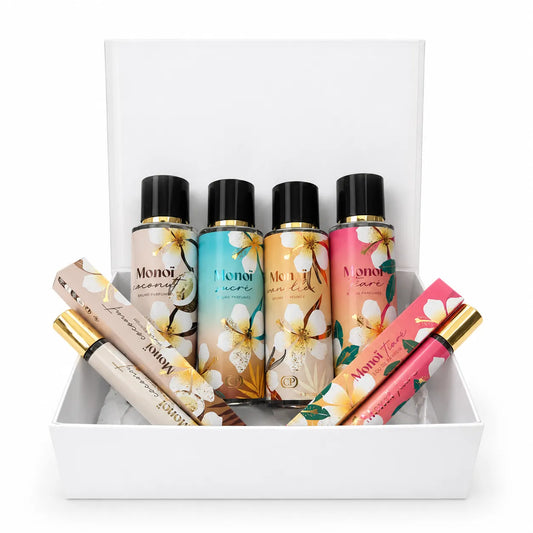 Coffret Monoï Collection – 4 brumes et 2 eaux de parfum aux senteurs tropicales