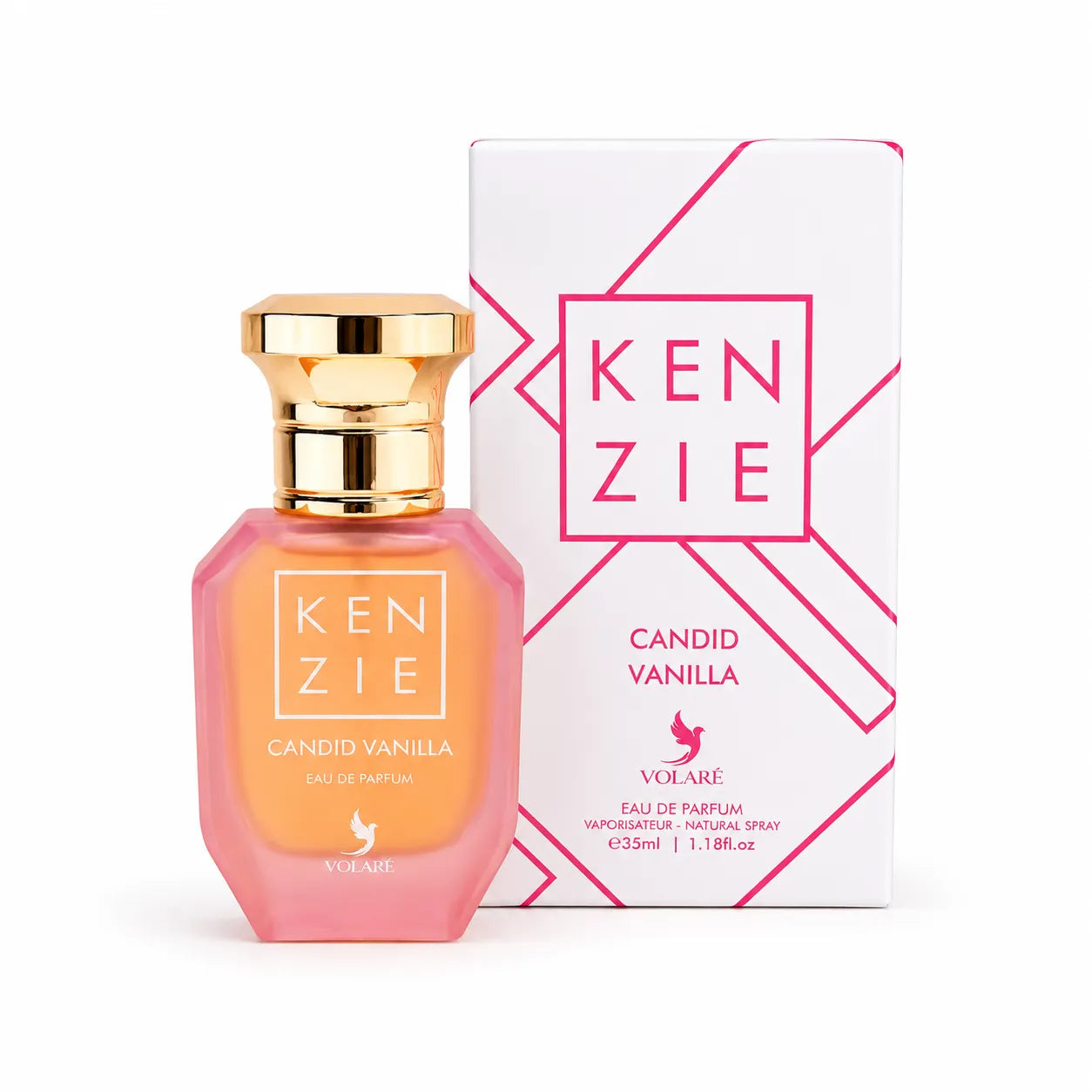 Kenzie Candid Vanilla Volaré – Flacon et coffret Eau de Parfum rose 35 ml | Smogsenteur