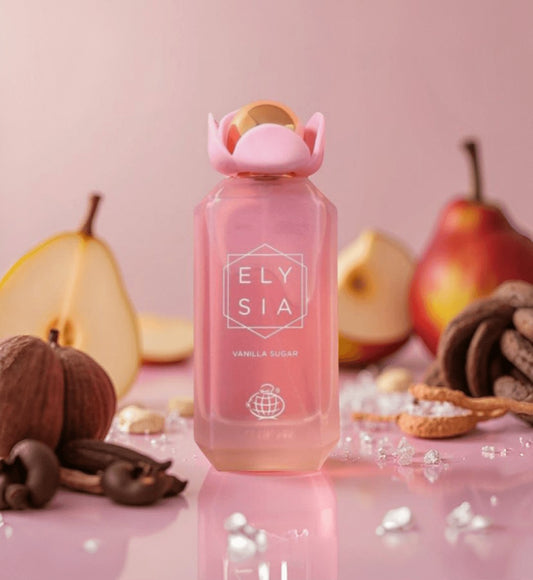 Flacon du parfum Elysia Vanilla Sugar de Fragrance World, parfum vanille gourmand féminin 100 ml
