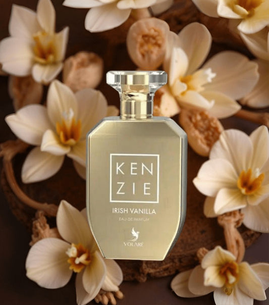 Flacon du parfum Kenzie Irish Vanilla 100 ml – unisexe, gourmand, aux notes de vanille, fleurs blanches et caramel