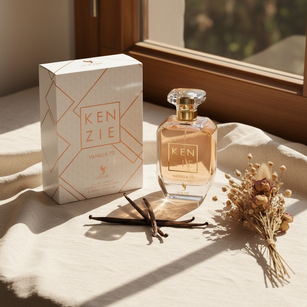 Kenzie Vanilla 70 – Parfum gourmand vanille posé sur lin crème | Volaré Smog Senteur