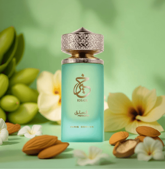 Flacon du parfum Khair Pistachio Paris Corner – parfum unisexe gourmand à la pistache, vanille et bois de santal