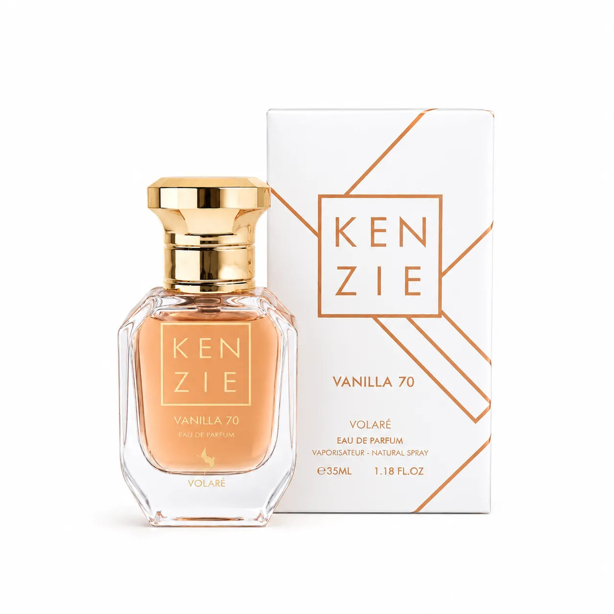 Kenzie Vanilla 70 Volaré – Flacon et coffret Eau de Parfum 35 ml fond blanc | Smogsenteur