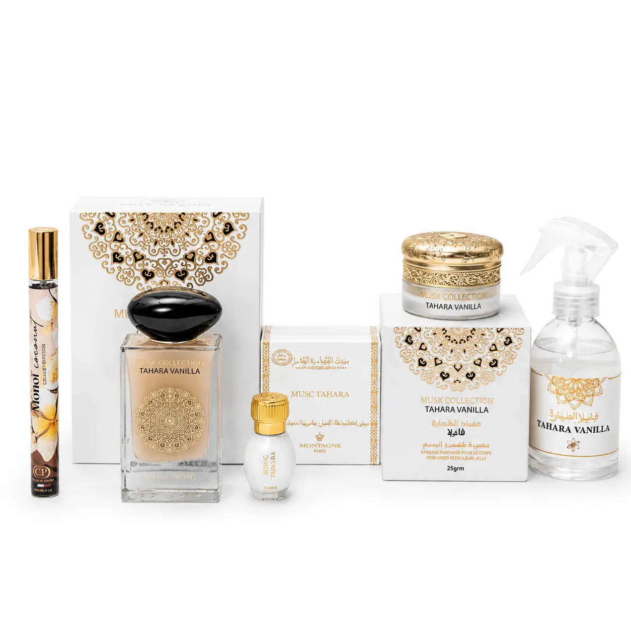 Coffret parfum vanille et musc tahara – spray textile et vaseline parfumée