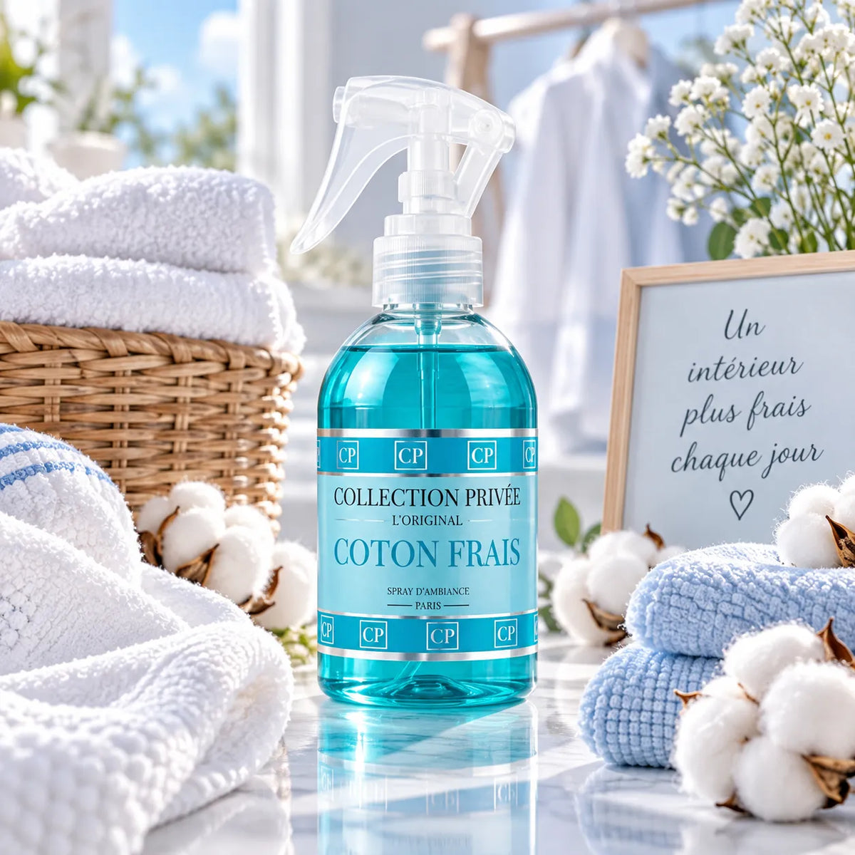 Spray d’ambiance Coton Frais 250 ml senteur linge propre dans une ambiance fraîche 